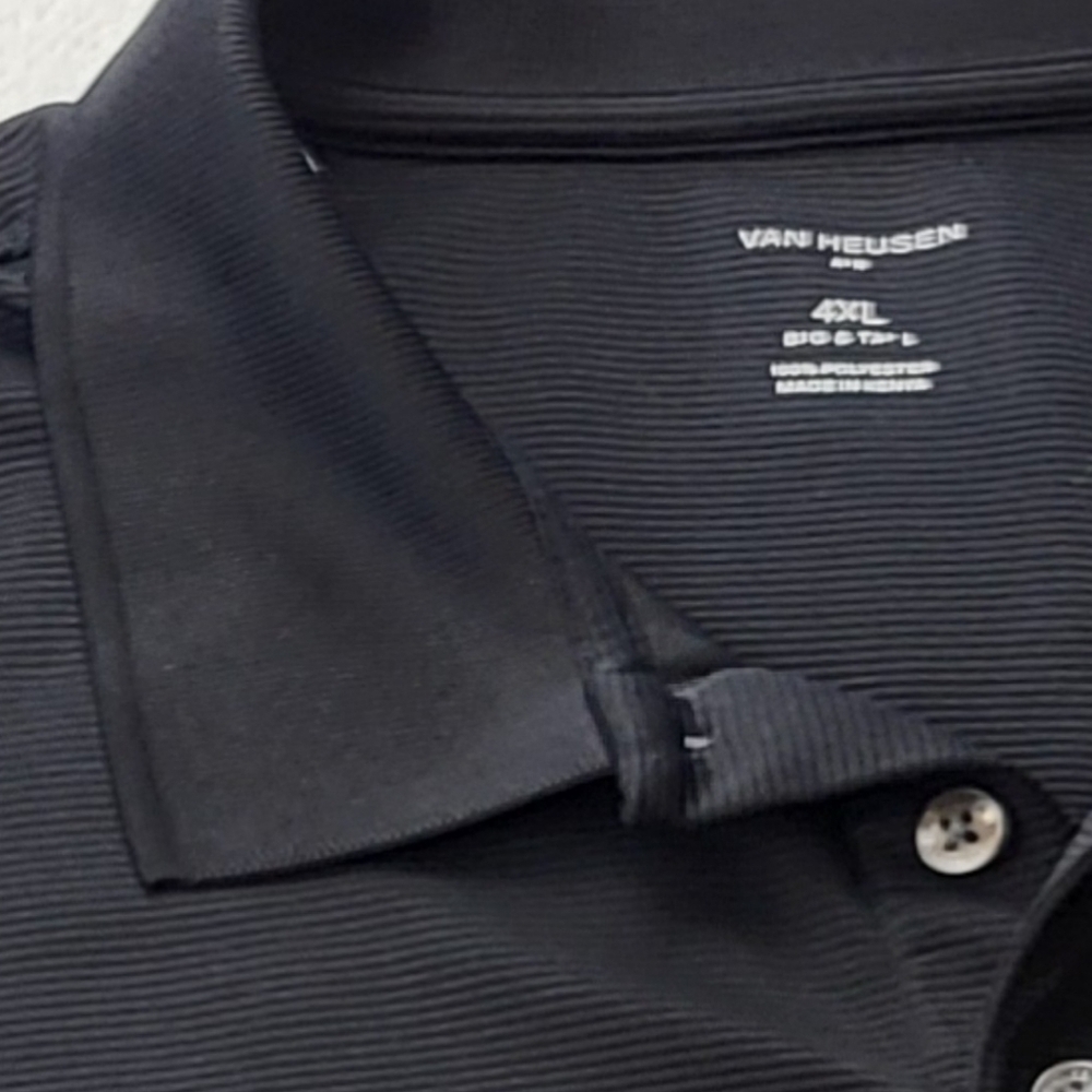 Van Heusen Black Polo Shirt Short Sleeves Men's Size 4X - Picture 3 of 6